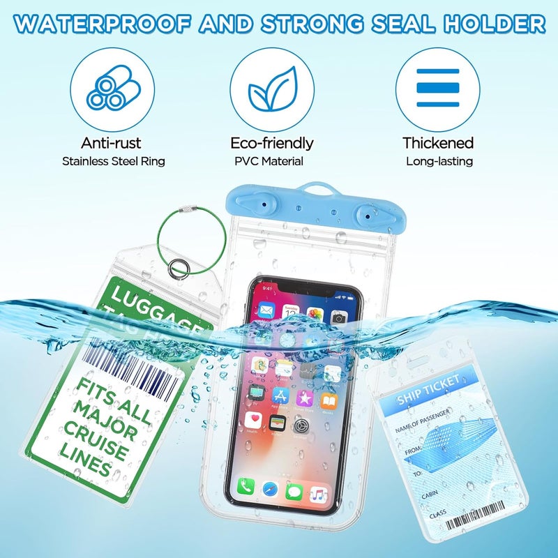 FACULX Cruise Essentials Kit Must Haves Set Include Cruise Luggage Tags Holder, Cruise Lanyards, Cruise Power Strip, Towel Bands and Clips, Waterproof Phone Bags for All Cruise Lines - Image 3
